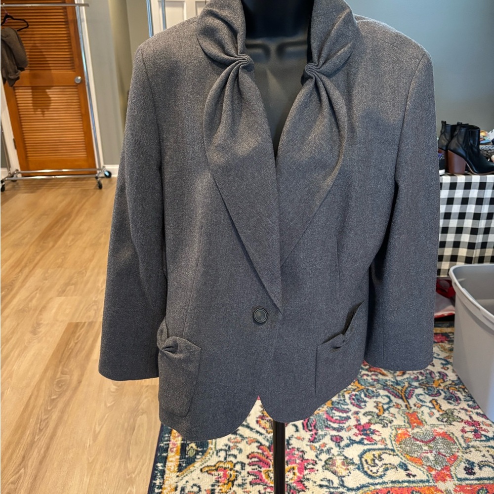 Talbots Dark Gray Bow Collar Blazer